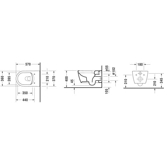 Set vas WC Duravit ME by Starck 2529090000, capac WC Duravit ME by Starck 0020090000