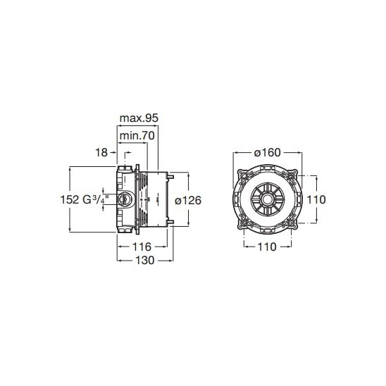 Set baterie de duș Roca Naia Black A5A2B96CN0, element ascuns al bateriei Roca A525869403, A5B1450CN0, A5B3750CN0, A5B1350CN0, A5B3850CN0