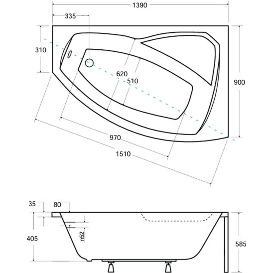 Set cadă de colț Besco Rima #WAR-140-NP, carcasa pentru cadă Besco Rima OAR-140-NS