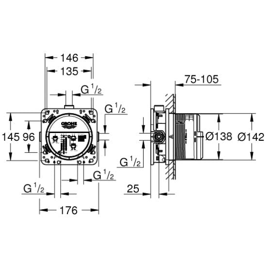 Set cap de duș Grohe Rainshower 26066GL0, baterie cadă-duș Grohe Grohtherm SmartControl 29119GL0, 26574GL0, 27057GL0, 35600000, 27074GL0, 28362GL0