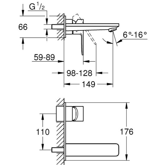 Set baterie lavoar Grohe Lineare 19409001, element ascuns al bateriei Grohe Eurostyle 23571000