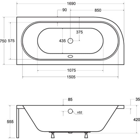 Set carcasa pentru cadă Besco Avita OAV-170-NSCR, cadă de colț Besco Avita #WAV-170-NP
