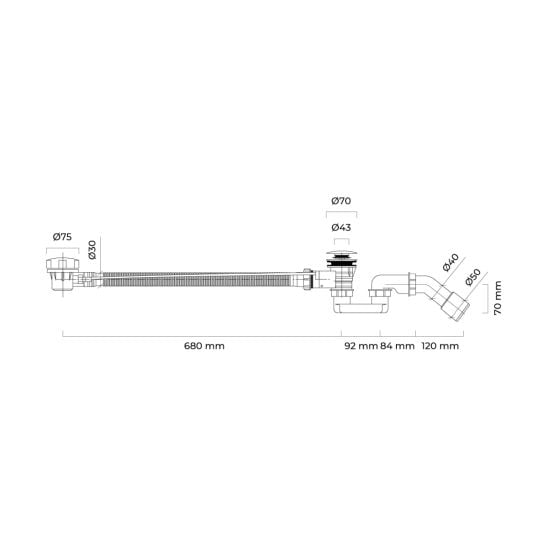 Set cada dreptunghiulară Oltens Lykke 10013000, sifon pentru cadă Oltens Oster 03001100