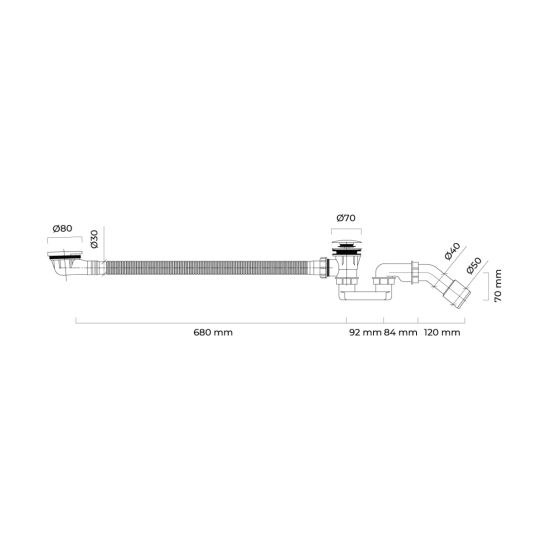 Set cada dreptunghiulară Roca Savai A248587000, sifon pentru cadă Oltens Fusa 03002100