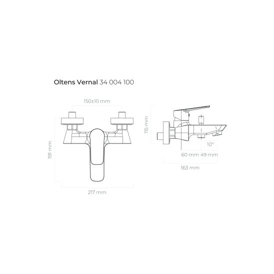 Set baterie cadă-duș Oltens Vernal 34004100, duș de mână Oltens Driva EasyClick 37101110, 37200100, 37401100