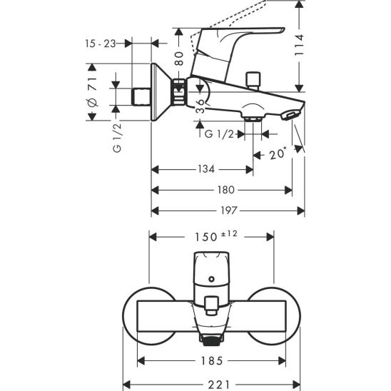 Set baterie cadă-duș Hansgrohe Focus 31940000, baterie lavoar Hansgrohe Focus 31730000