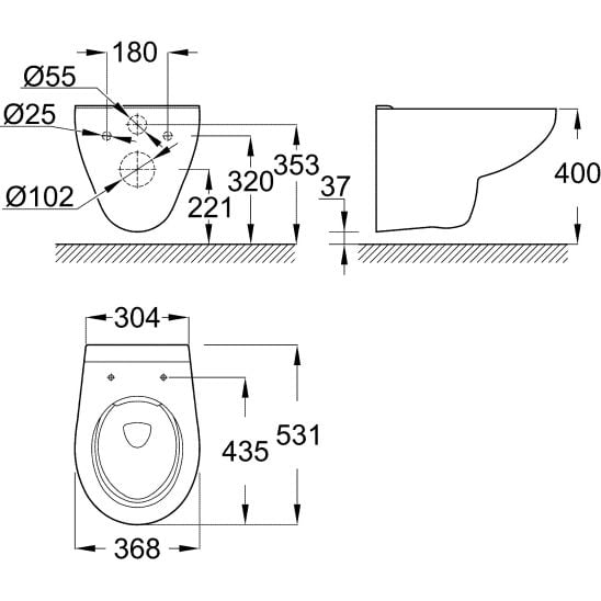 Set cadru ascuns cu buton de acționare Grohe Solido 38811KF0, vas WC Grohe Bau Ceramic 39427000, 39492000