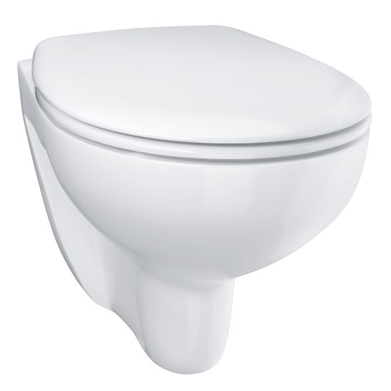 Set cadru încastrat cu buton și sigiliu Grohe Solido 39930000, vas WC cu capac soft-close Grohe Bau Ceramic 39351000