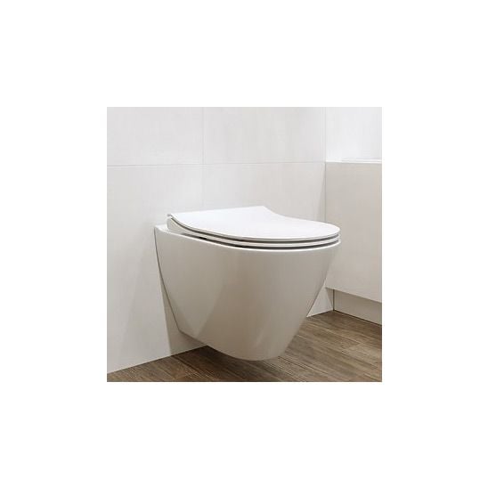 Set vas WC cu capac soft-close Cersanit City K701-104, cadru ascuns cu buton de acționare Cersanit S701-779