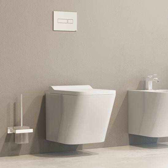 Set cadru încastrat Tece Base 9400407, vas WC cu capac soft-close Omnires Fontana FONTANAMWBP, 9240407
