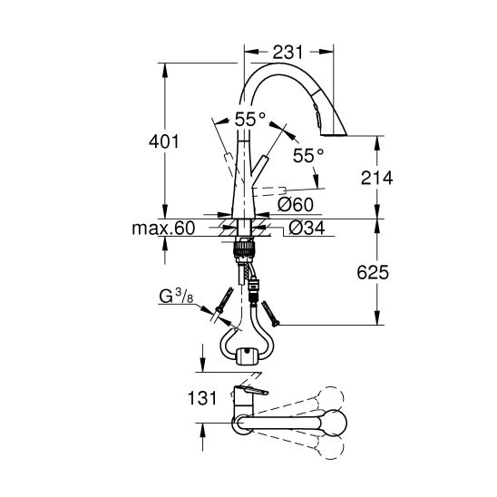 Set baterie bucătărie Grohe Zedra 32294DC2, chiuvetă din granit Grohe K700 31654AP0, 40535DC0