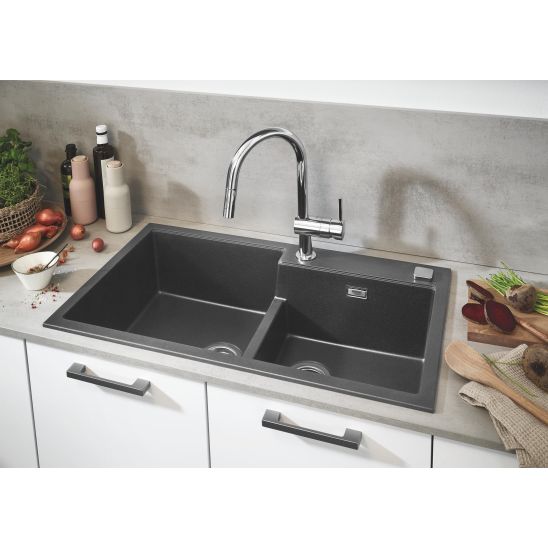 Set chiuvetă din granit Grohe K700 31654AP0, baterie bucătărie Grohe Minta 32321002