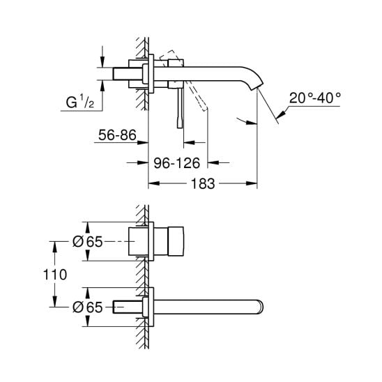 Set baterie lavoar Grohe Essence New 19408DL1, element ascuns al bateriei Grohe Eurostyle 23571000