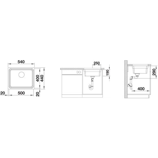 Set chiuveta din otel Blanco Etagon 500-U 521841, baterie bucătărie Oltens Myvat 35205100