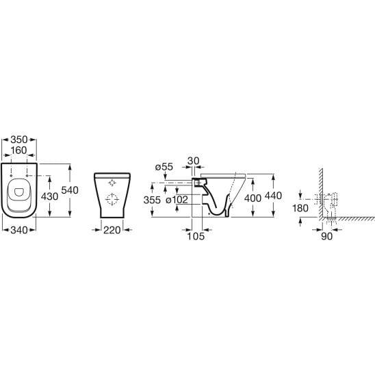 Set vas WC Roca Gap A347737000, capac WC Roca Gap Square A801472003