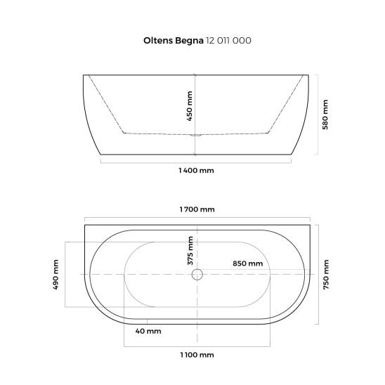 Set cadă de perete Oltens Begna 12011000, capac pentru dop chiuvetă Oltens 09002800