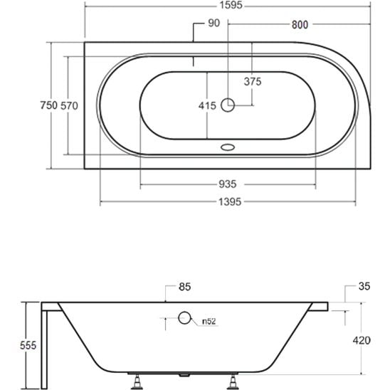 Set carcasa pentru cadă Besco Avita OAV-160-NSCR, cadă de colț Besco Avita #WAV-160-NP