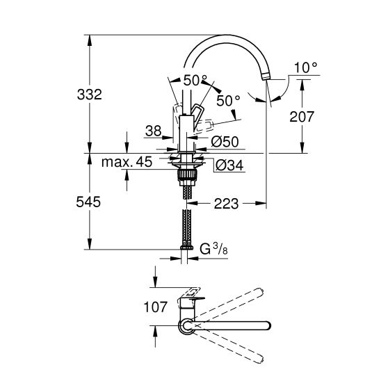 Set chiuvetă din granit Grohe K700 31653AP0, baterie bucătărie Grohe Bauloop 31368001, 40535000