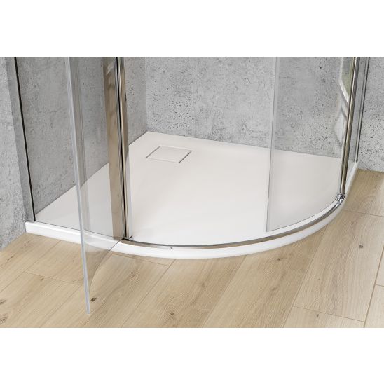 Set cabină de duș Cersanit Moduo S162-010, cădiță de duș semirotundă Cersanit Tako S204-004