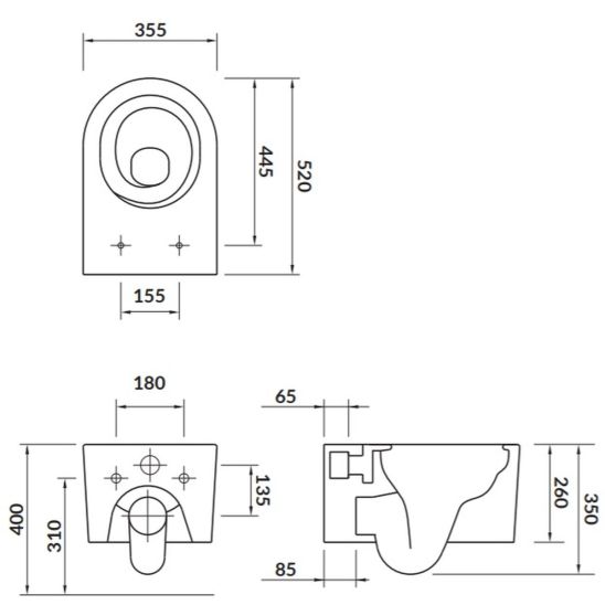 Set vas WC Cersanit Inverto K671-001, cadru încastrat Cersanit Tech Line Opti K97-492, K98-0187, K97-497
