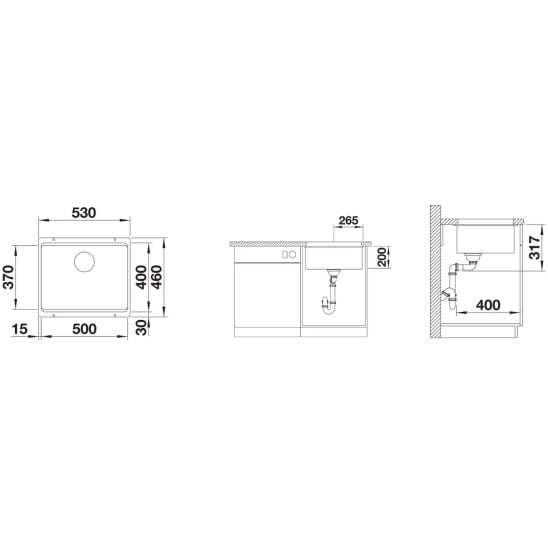 Set chiuvetă din granit Blanco Etagon 500-U 525887, baterie bucătărie Oltens Litla 35204800