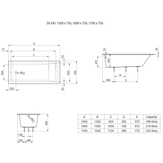 Set cada dreptunghiulară Roca Savai A248589000, baterie cadă-duș Roca Lanta A5A0111C00, AM4111512M