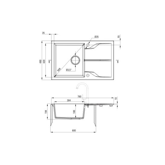 Set chiuvetă din granit Deante Andante ZQN_N113, baterie bucătărie Deante Lima BBMN72M, ZXY_N972