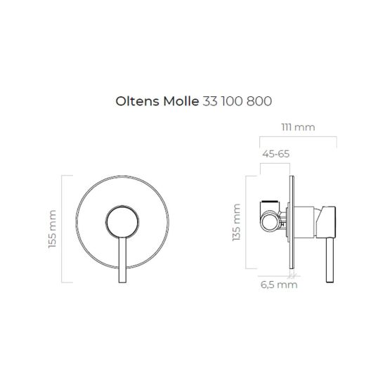 Set baterie de duș Oltens Molle 33100800, conexiune unghiulară cu mâner Oltens Hvita 39304800, 37102800, 37200800