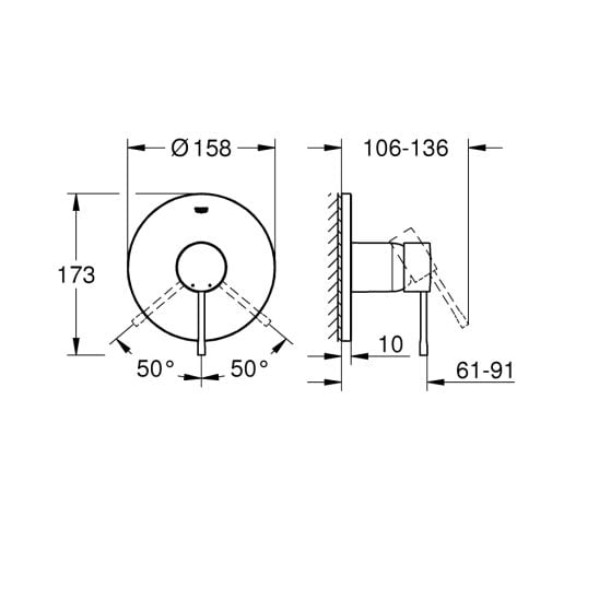 Set baterie de duș Grohe Essence 24057DL1, set baterie bideu Grohe Tempesta 27513DL1