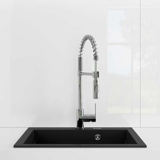 Set chiuvetă din granit Oltens Gravan 72000300, baterie bucătărie Oltens Skafta 35206300
