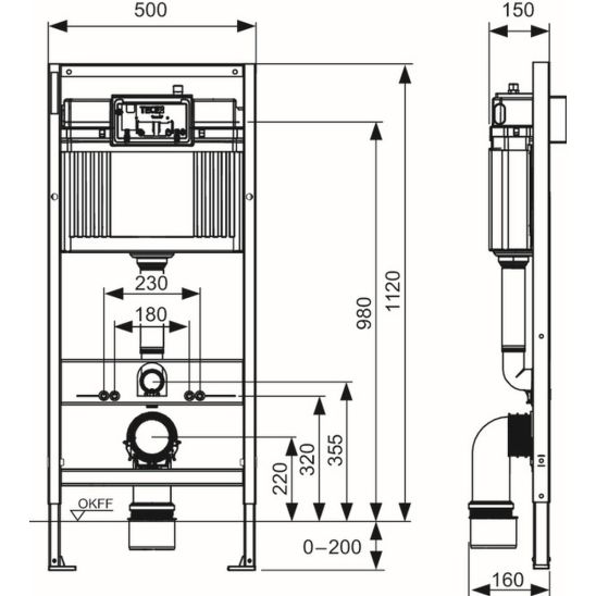 Set cadru încastrat Tece Base 9400407, vas WC cu capac soft-close Omnires Ottawa OTTAWAMWBP, 9.240.401