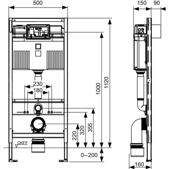 Set cadru încastrat Tece Profil 9300302, vas WC cu capac soft-close Omnires Ottawa OTTAWAMWBP, 9.240.400