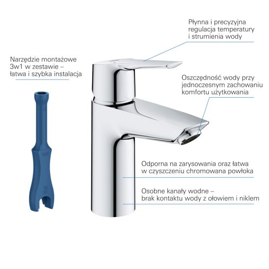 Set baterie cadă-duș Grohe Start 23413002, baterie lavoar Grohe Start 23550002