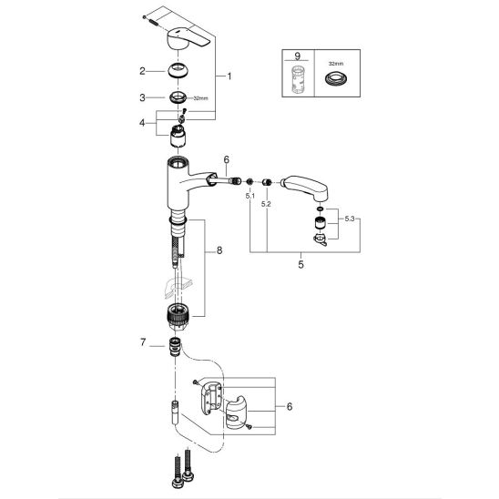 Set chiuvetă din granit Grohe K400 31639AP0, baterie bucătărie Grohe Start 30531001