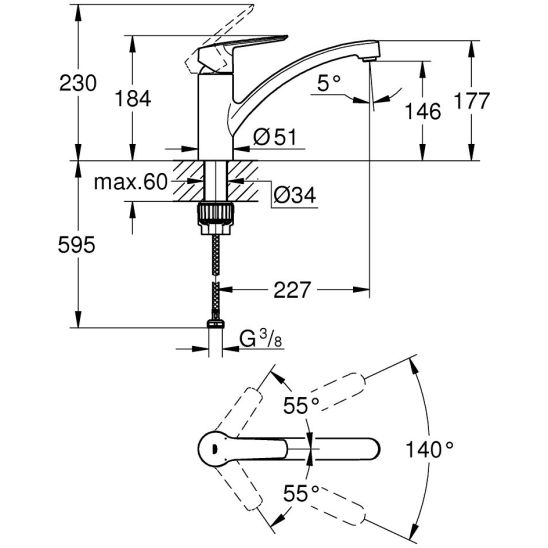 Set chiuveta din otel Grohe K700 31574SD1, baterie bucătărie Grohe Start 30530002