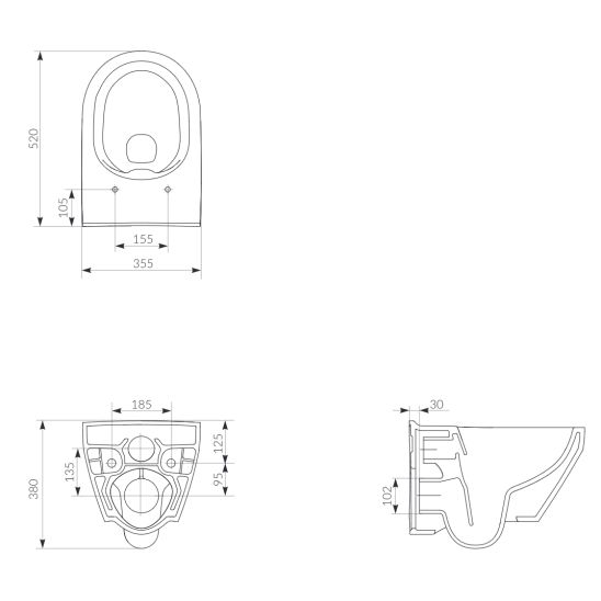 Set vas WC Cersanit Crea K114-015-ECO, capac WC Cersanit Crea K98-0177-ECO