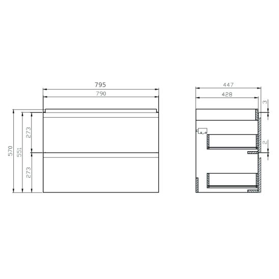 Set dulap Cersanit Moduo S590-007-ECO, lavoar Cersanit Moduo K116-013-ECO