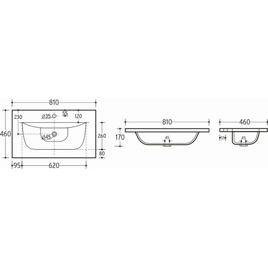 Set dulap Comad Adel Oak ADEL OAK 82-80-B-2S, lavoar Comad Sky SKY80/DP-8099