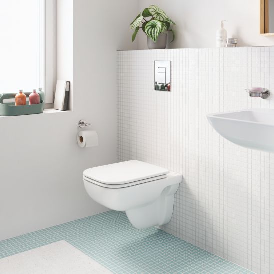 Set vas WC cu capac soft-close Grohe Start Edge 39815000, cadru încastrat cu buton și sigiliu Grohe Solido 39930000
