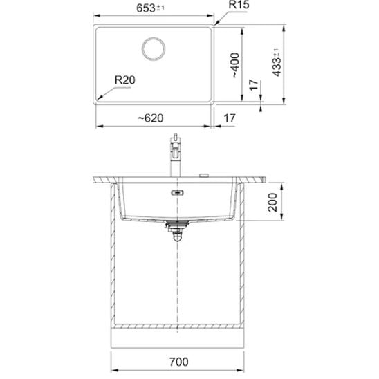 Set baterie bucătărie Franke Pescara L Slide-In 115.0538.940, chiuvetă din granit Franke Maris 125.0687.257