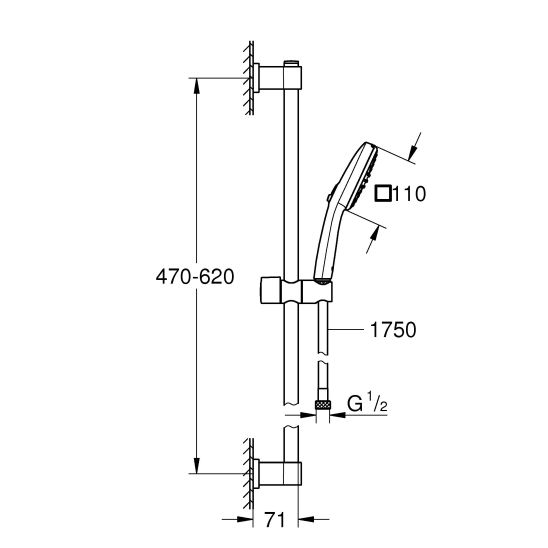 Set baterie de duș Grohe Start 24208002, set de duș Grohe Vitalio Comfort 26928001