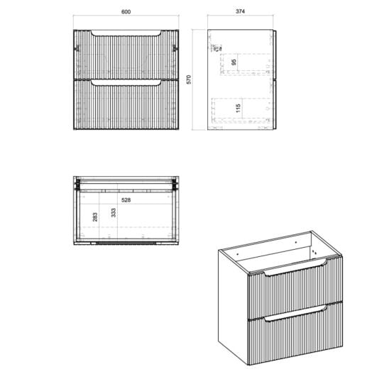 Set dulap Comad Nova Black NOVA BLACK D2 82-60-2S, lavoar Comad Beyond 5 BEYOND 5 BLACK ( E-6564 ), NOVA OAK A 89-60