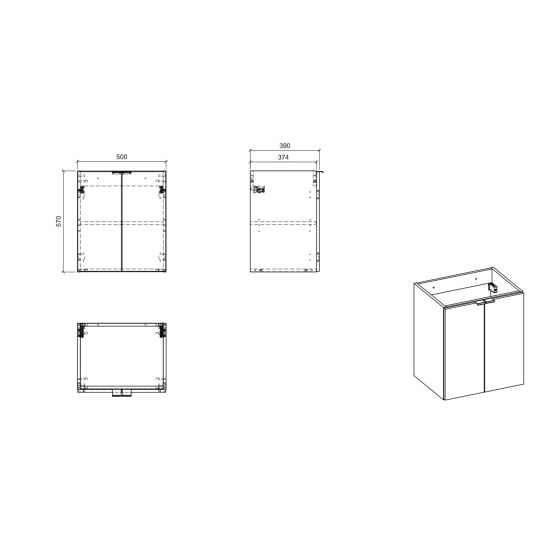 Set dulap Comad Nova Oak NOVA OAK A 82-50-2D, lavoar Comad Dance White UM2050RBDANCE50DP