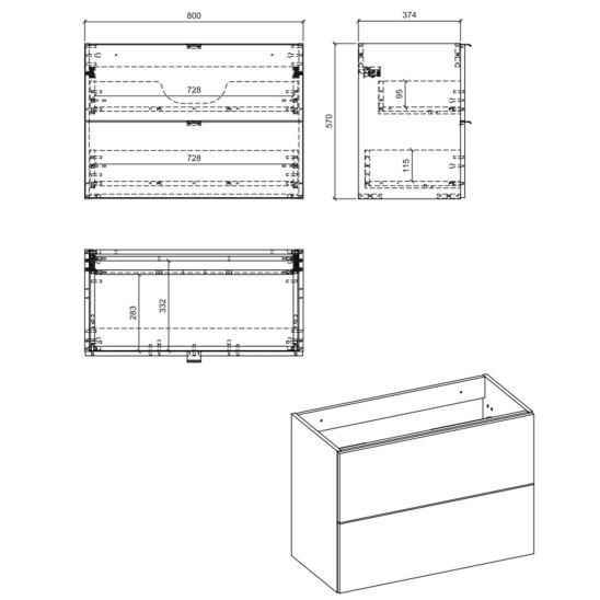Set dulap Comad Nova Oak NOVA OAK A 82-80-2S, lavoar Comad Dance White CFP-8009DANCE80DP