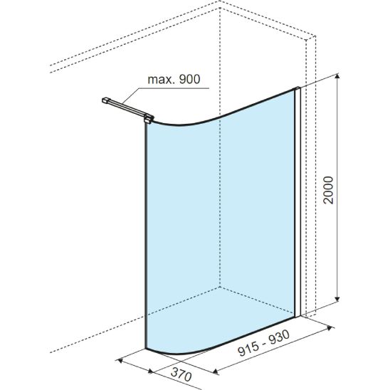 Set perete cabină de duș walk-in Excellent Vidoq KAEX.1507.930.LP.CR, perete cabină de duș walk-in Excellent Vidoq KAEX.1506.900.LP.CR