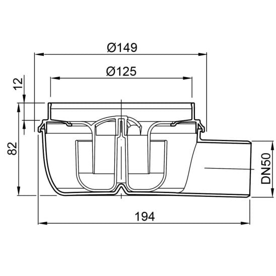 Set rigolă duș ACO 5141.31.00, corp scurgere de podea ACO 2505.05.00