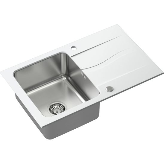 Set chiuvetă din granit-oțel Quadron Michael FUS_M7848BI_3623500BS, inserție scurgătoare Quadron Q R3825BL_MP