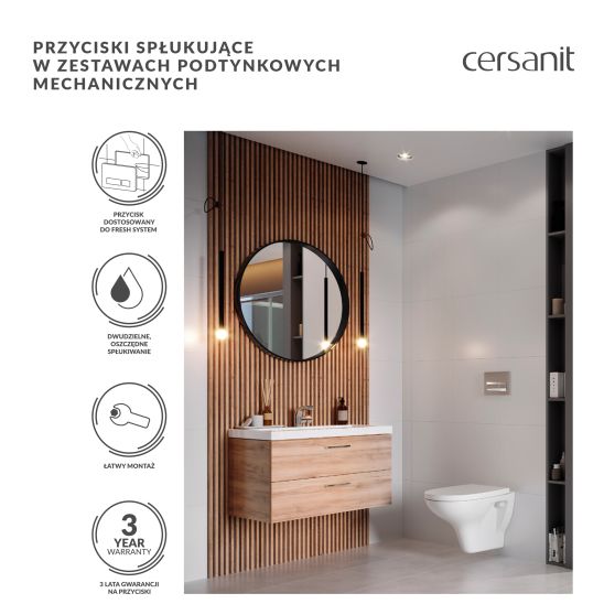 Set vas WC cu capac soft-close Cersanit City S701-405, set cadru cu buton Cersanit S701-778