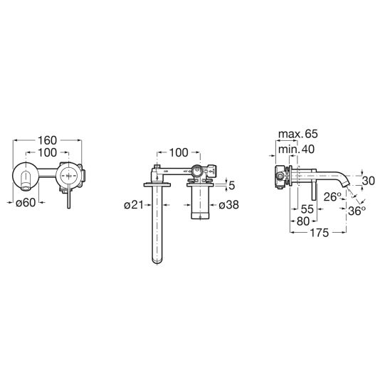 Set baterie lavoar Roca Ona A5A359ESM0, element ascuns al bateriei Roca Ona A5E3501SM0