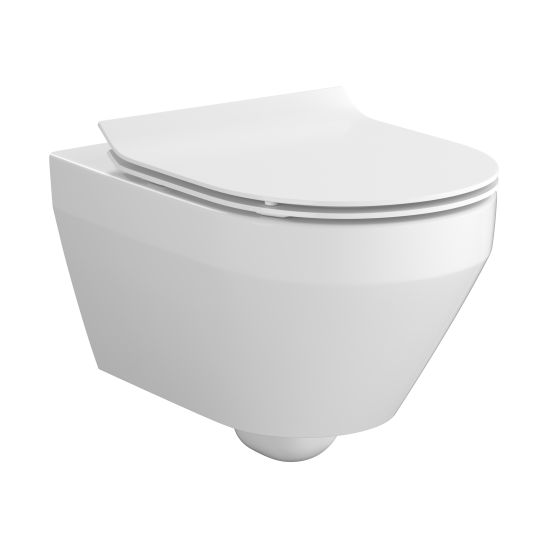 Set vas WC cu capac soft-close Cersanit Crea S701-927, set cadru cu buton Cersanit S701-779
